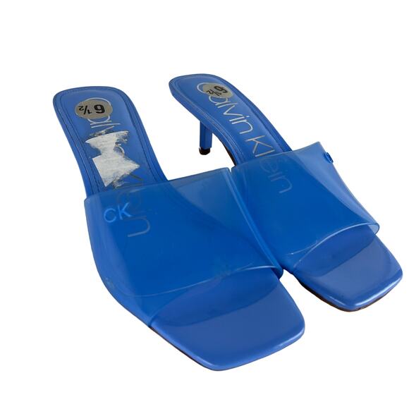 Calvin Klein Women's Blue Padded Graya Square Toe Kitten Heel Slip Sz 6.5 - Picture 2 of 9